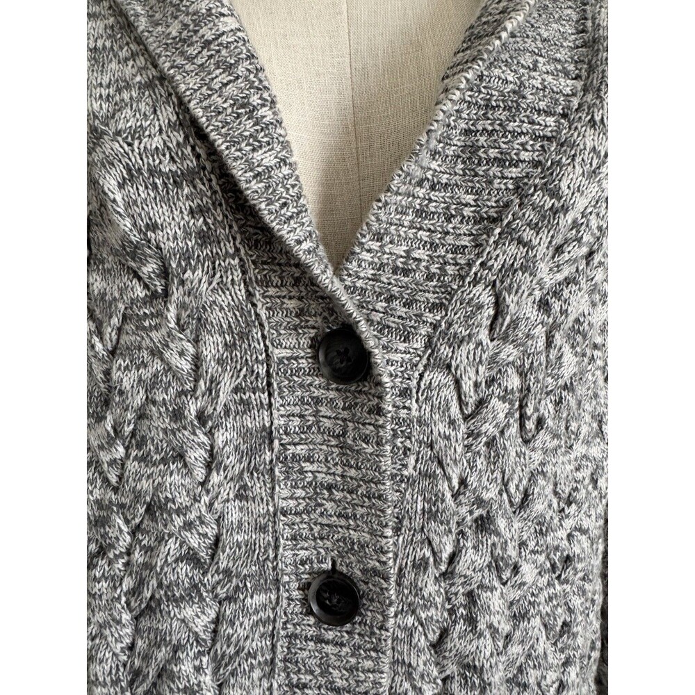 Lands' End Drifter Thick Heavy Cable-Knit Shawl Collar Cardigan Sweater XL/P 18 - Picture 3 of 8